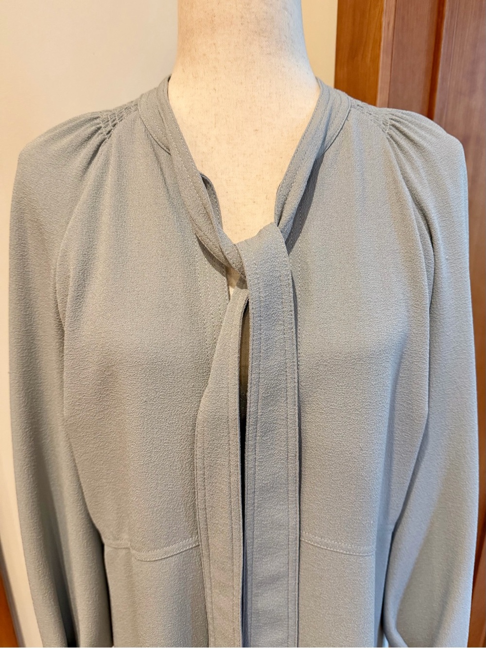 See By Chloé Dove Gray Tie-Neck Shift Dress - Picture 4 of 14